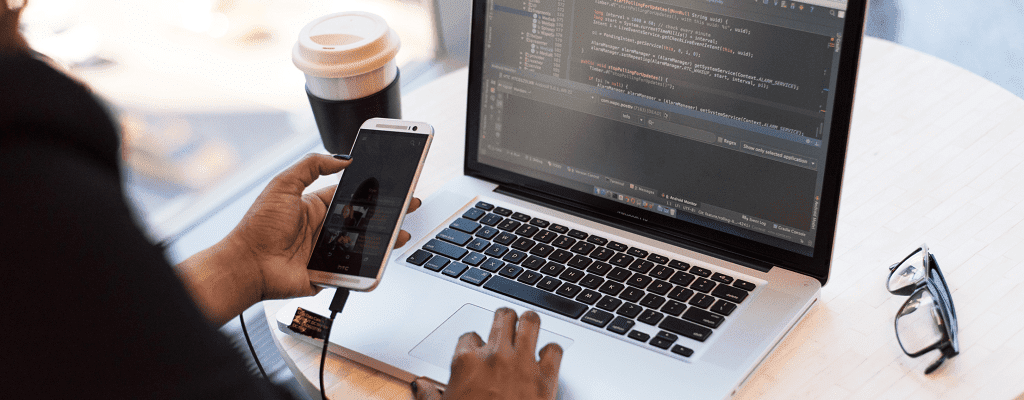 man working on laptop