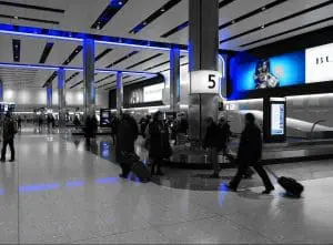 a baggage carousel in an airport