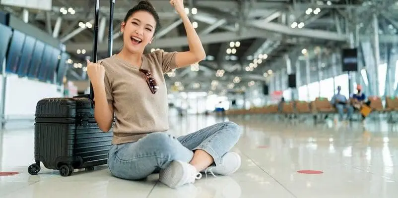 a korean woman in an airport