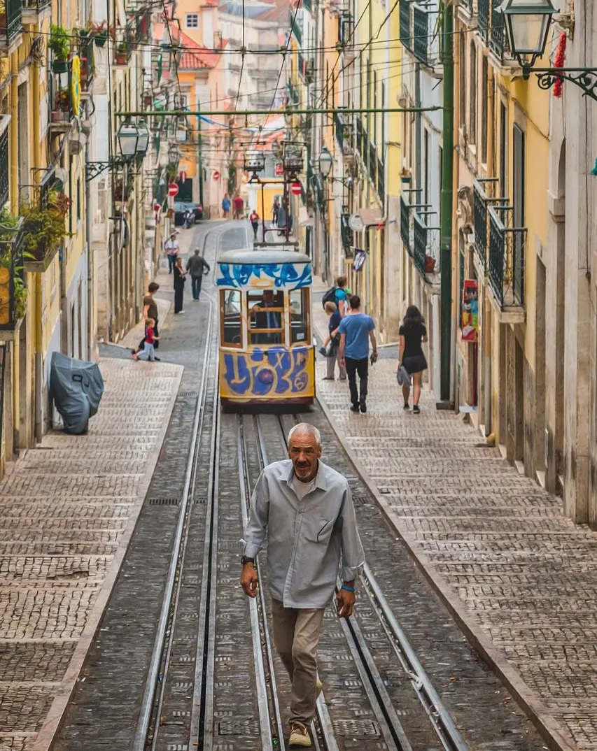 a tram in Portugal