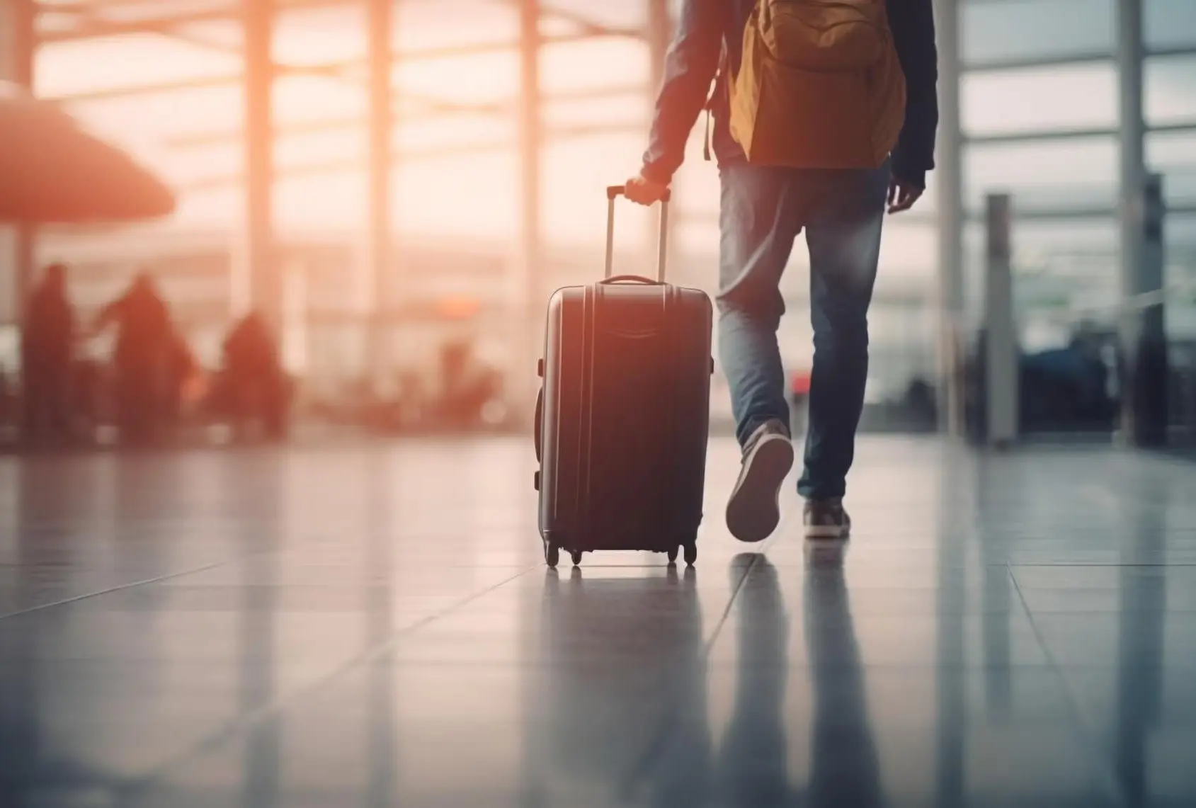 a man with a baggage in an airport