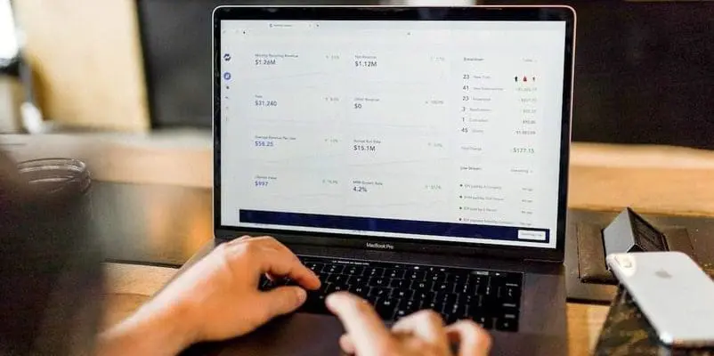 a person checking a bank statement online
