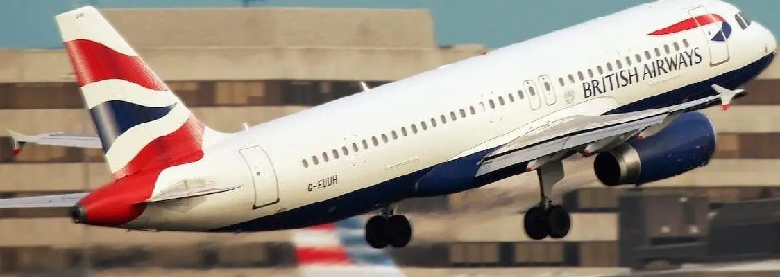 British Airways plane, taking off