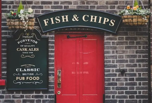 English food advertised at establishment