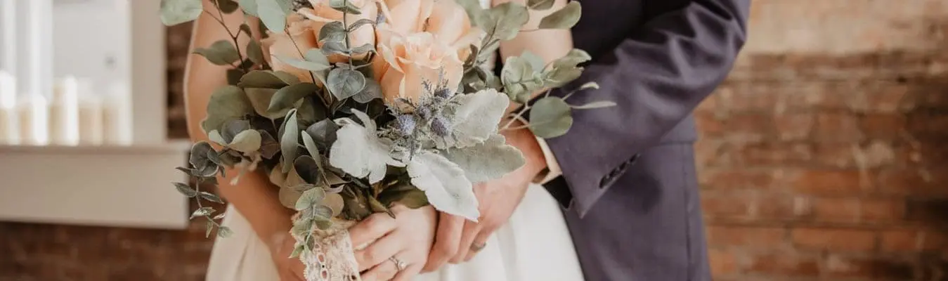 couple in wedding clothes