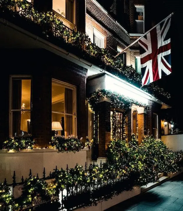 UK flag hanging off house