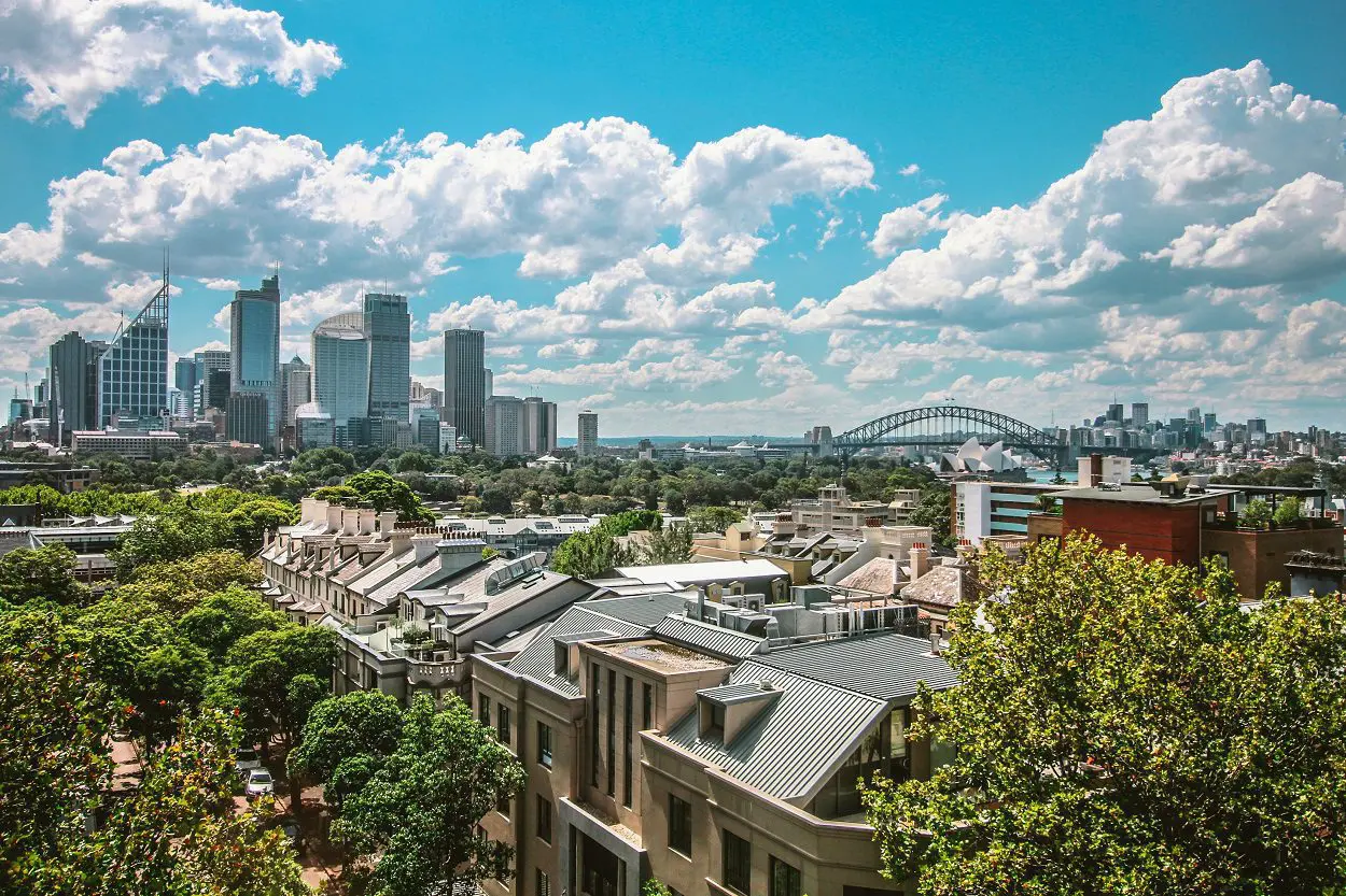 aerial view of sydney city with buildings