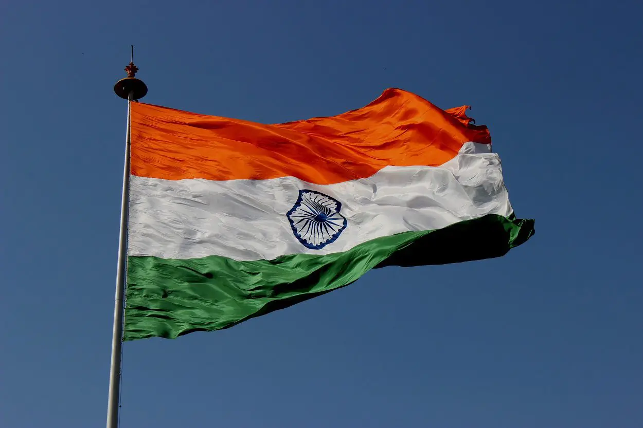 indian flag against blue sky