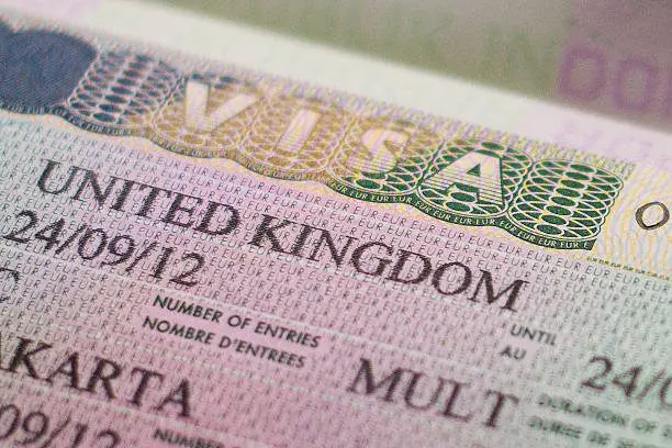 closeup of text on a visa document