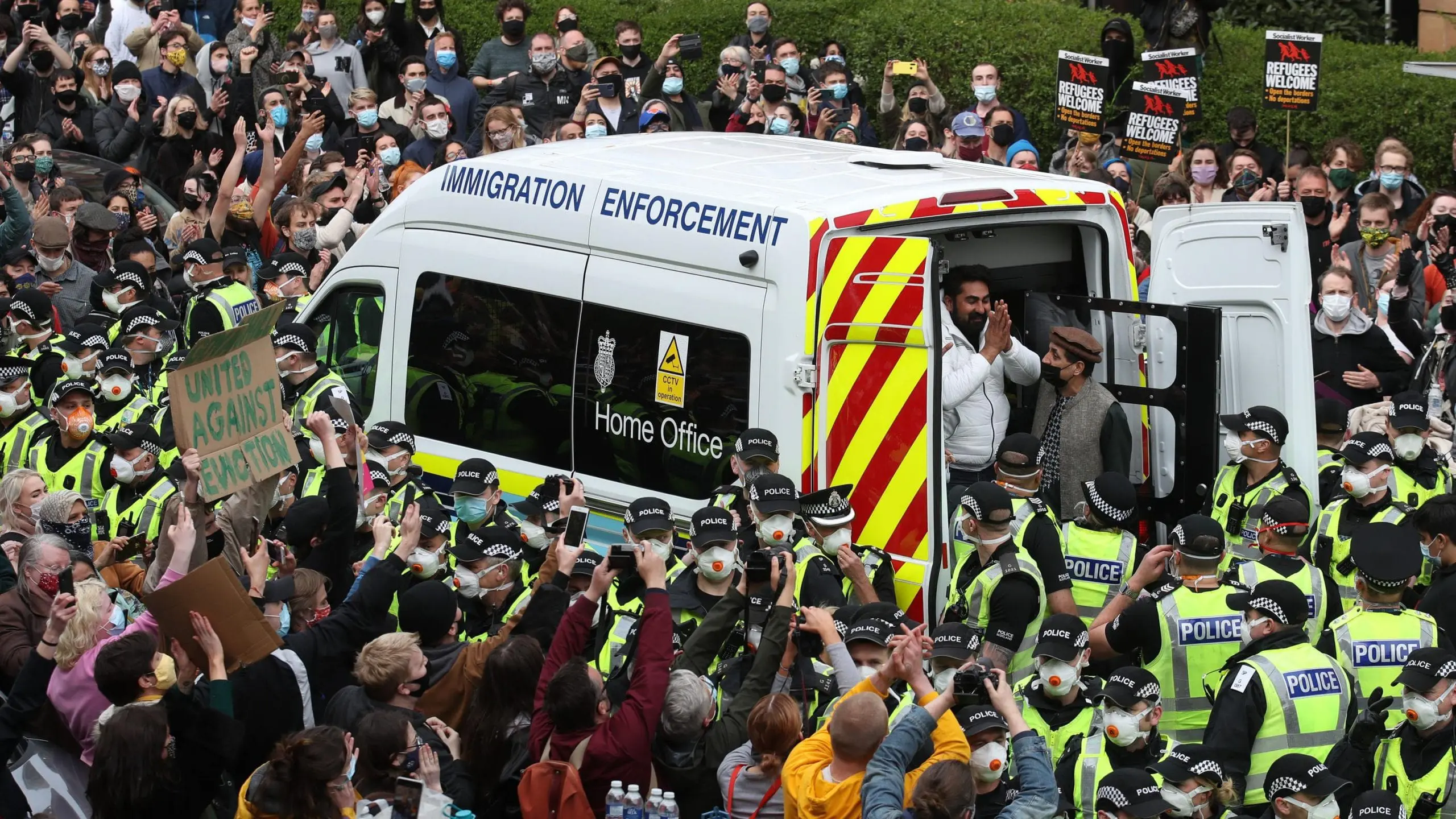 scottish immigration raid protest