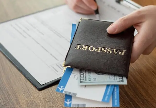 a visa application composition with passport