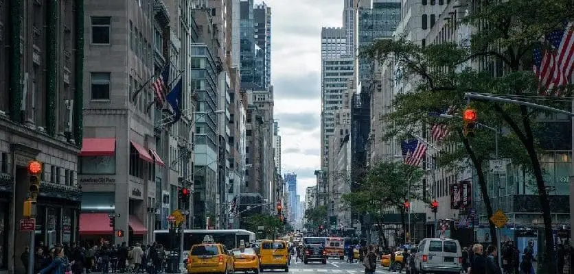 Inner-city street view in America