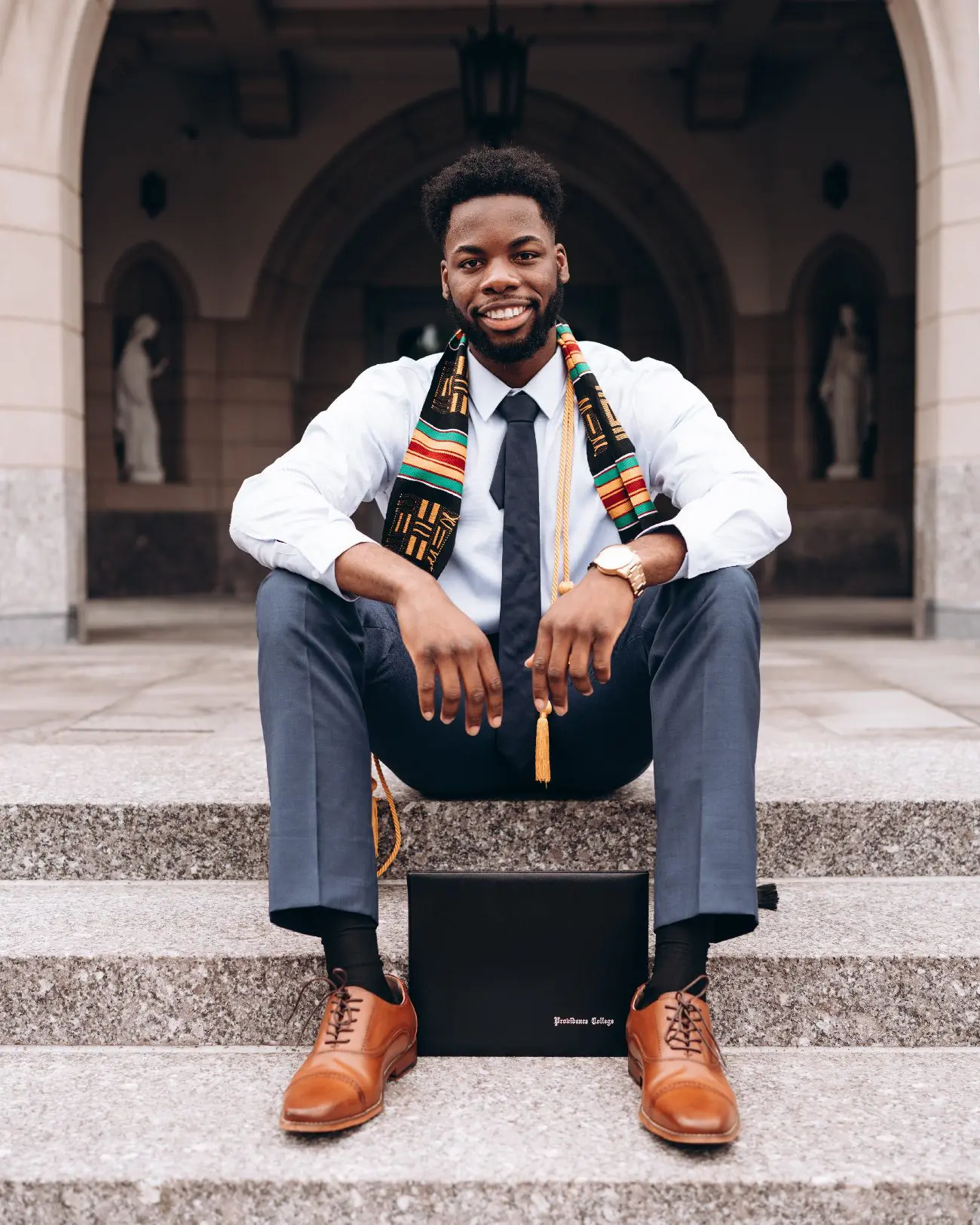 Student on university steps