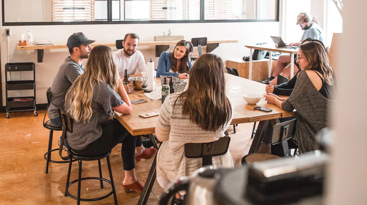Group of friends around table