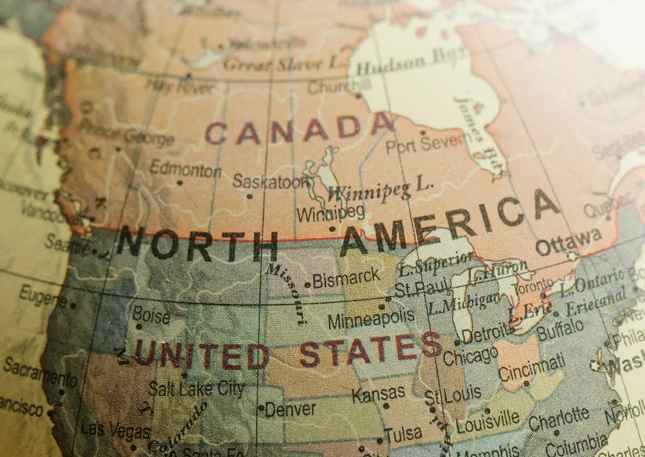 Canada and North America on a globe.