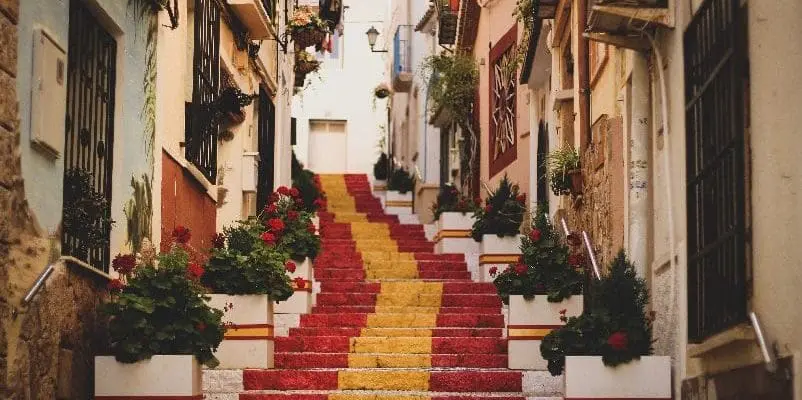 Steps painted in Spain colours