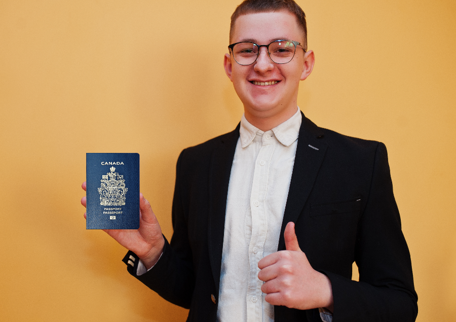 Adult holding passport