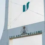 Nigeria welcome sign on white arch