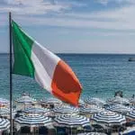 An Ireland flag by the beach