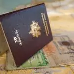 Passports and a visa page open