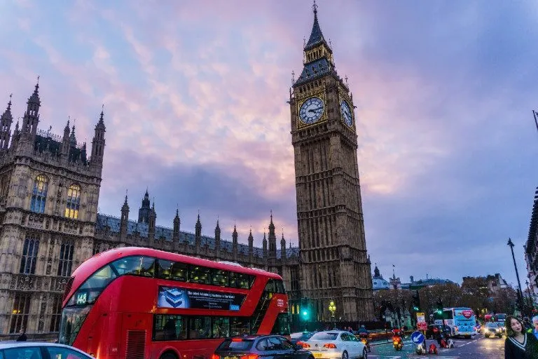 Traffic next to Big Ben