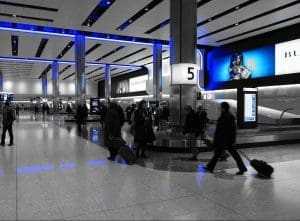 a baggage carousel in an airport
