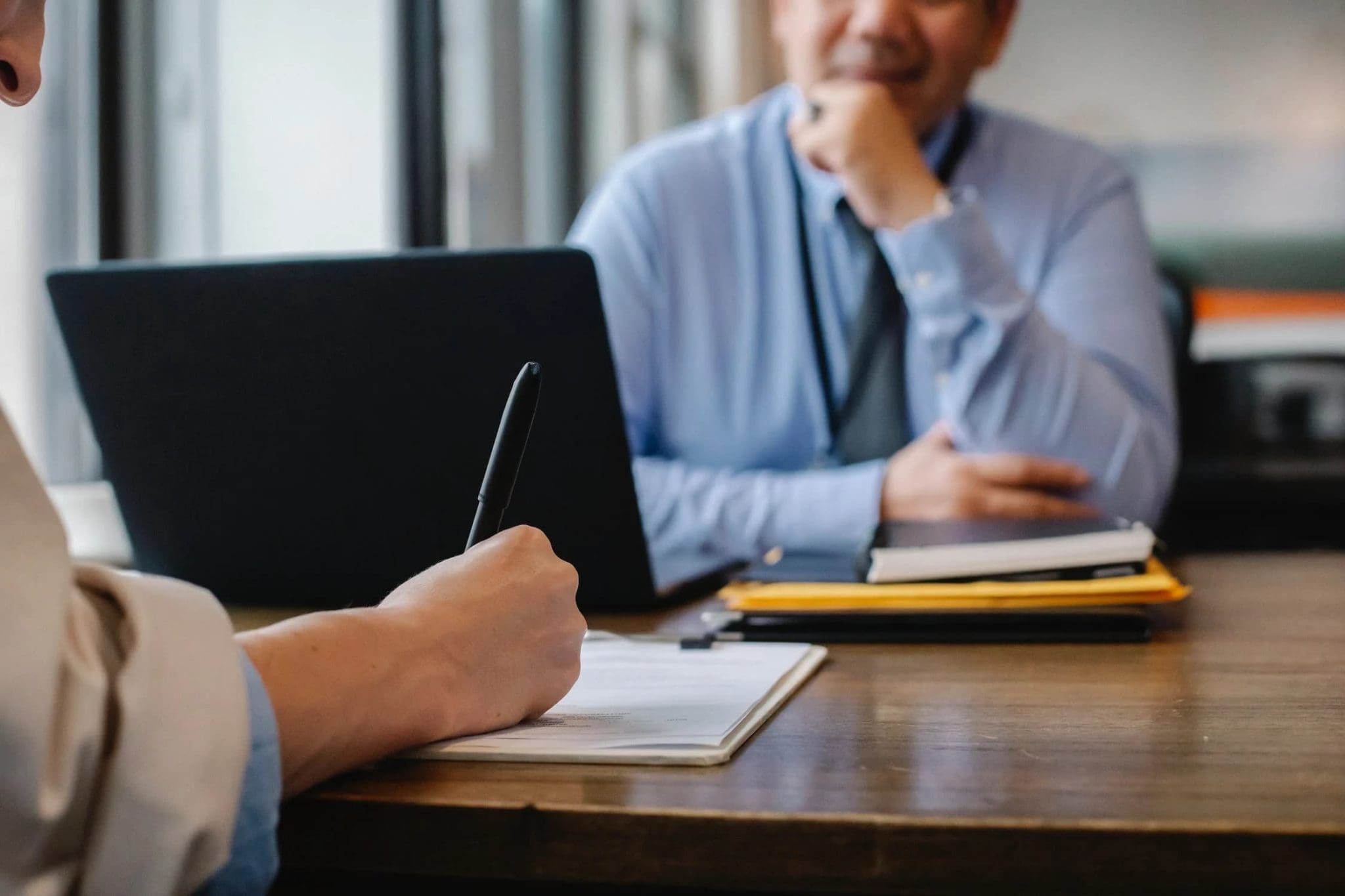 an employer and employee meeting