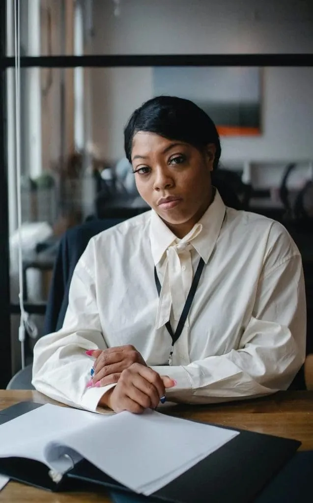 an employer sitting in a table