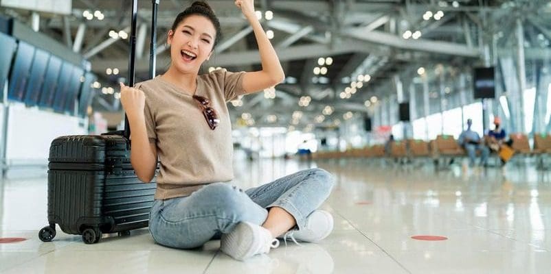 a korean woman in an airport