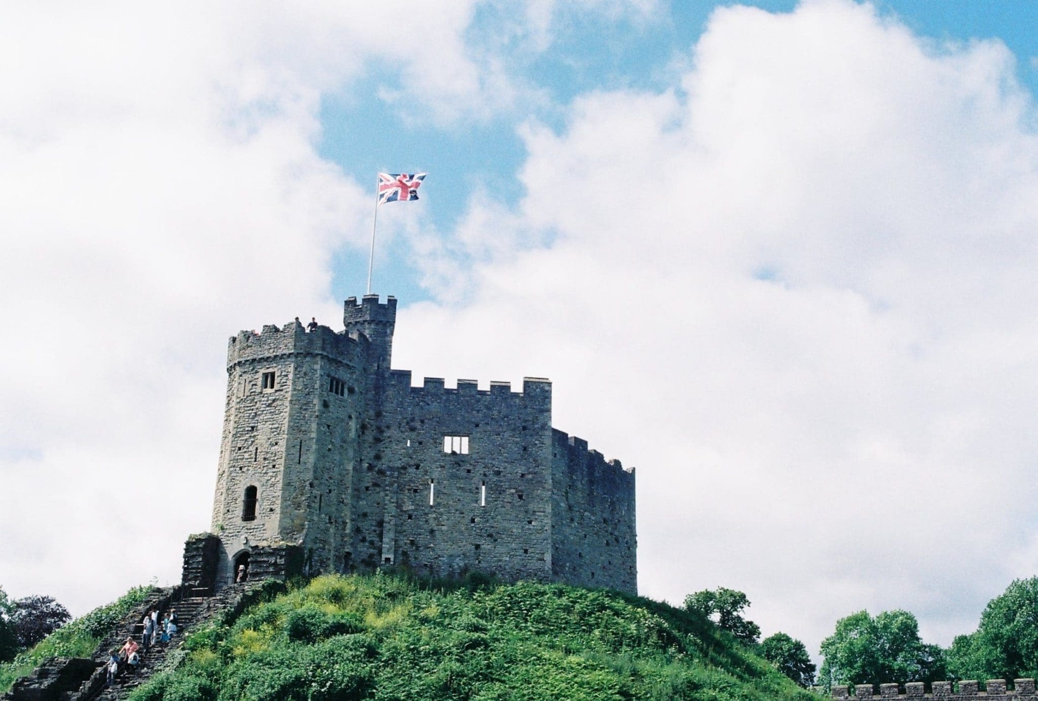 a castle in UK with a flag