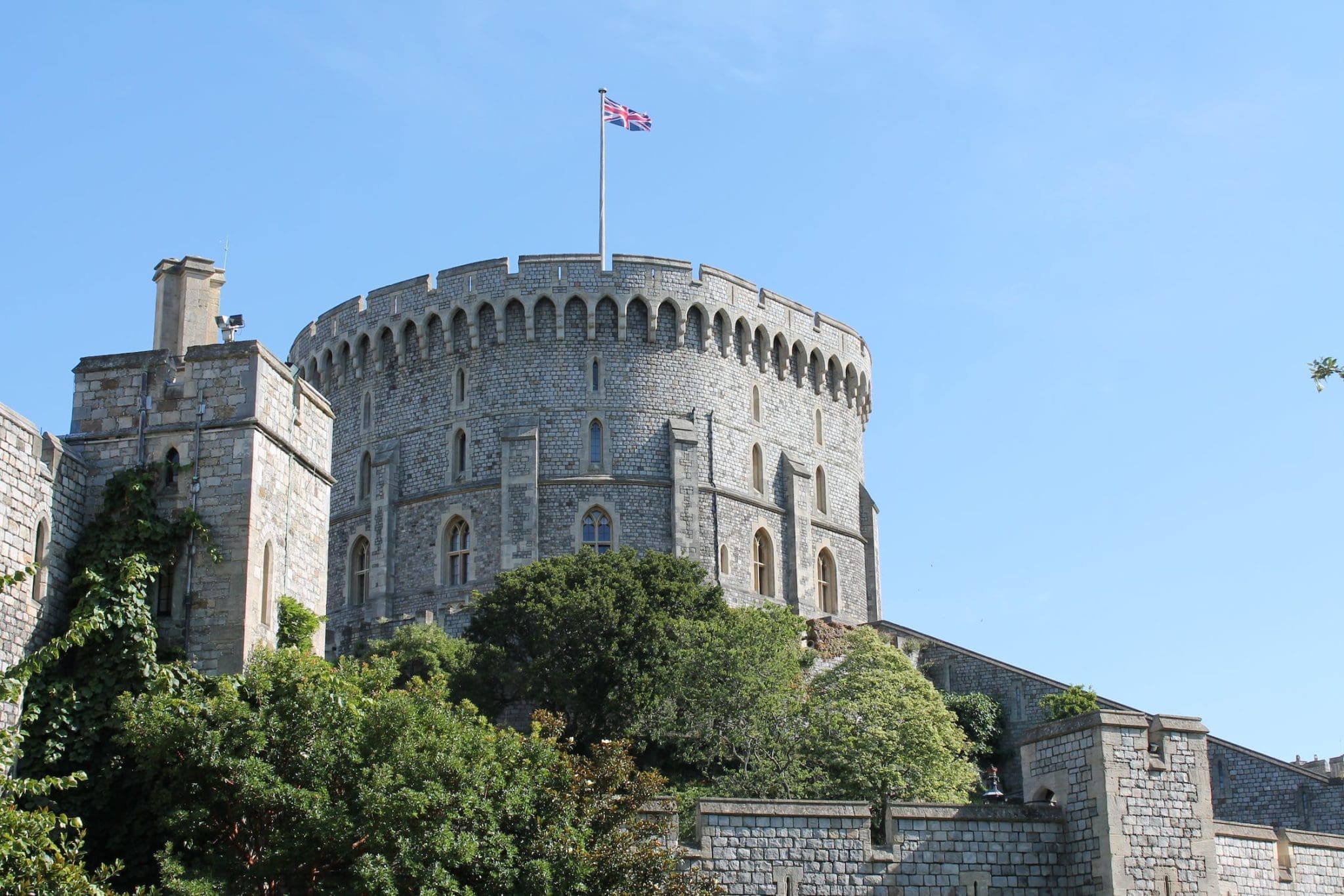 a building in UK with a flag