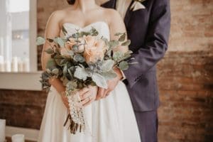 couple in wedding clothes