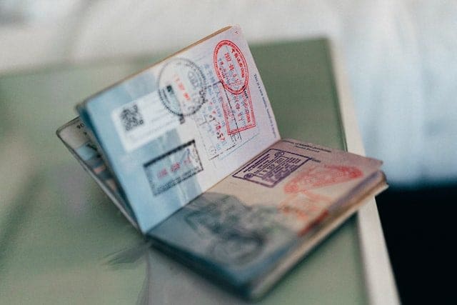passport stamp page