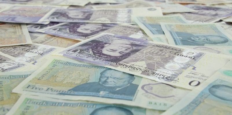 GBP notes spread out