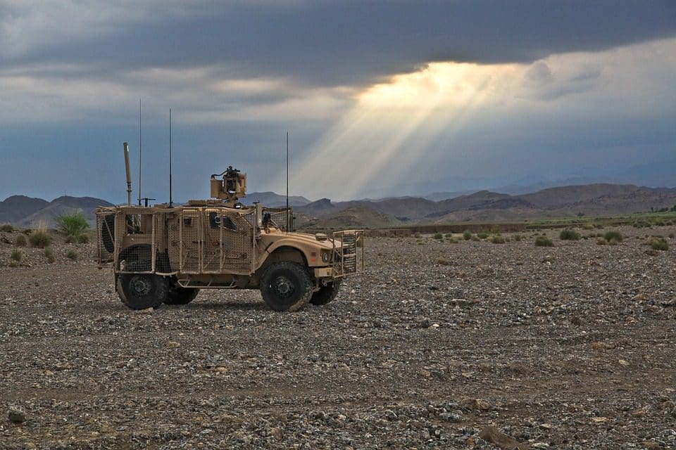 a jeep on a deserted land