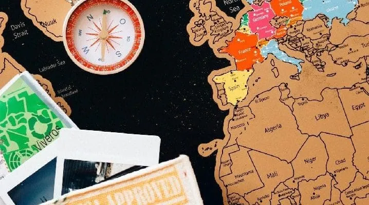 Approved visa and map of destinations
