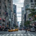 Inner-city street view in America