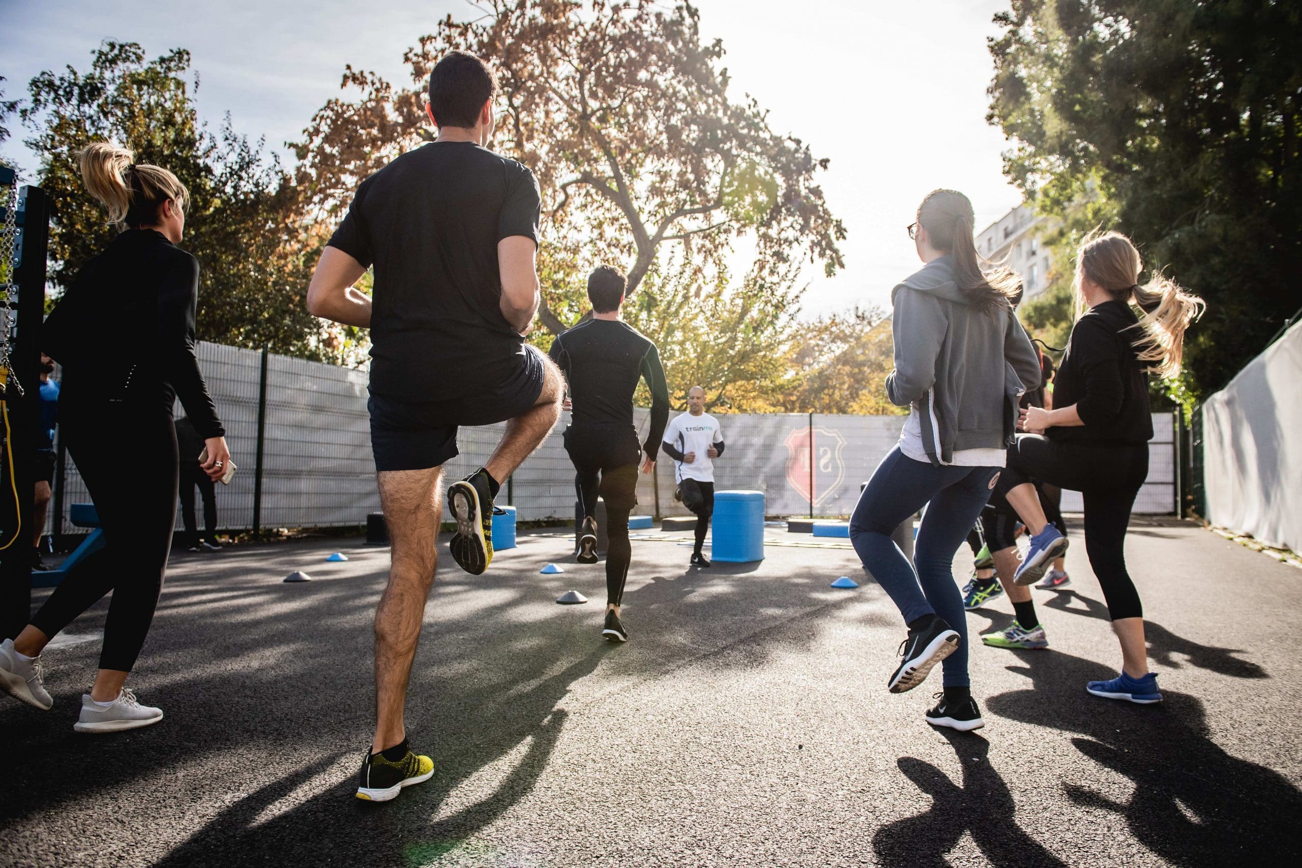 group of people exercising