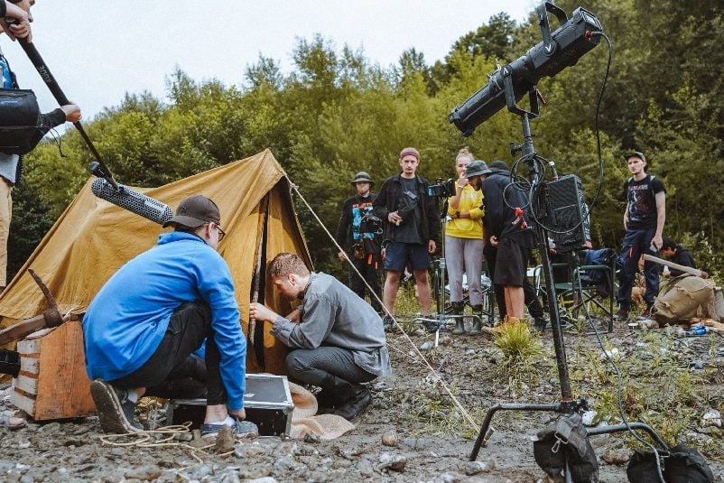 Film crew on set