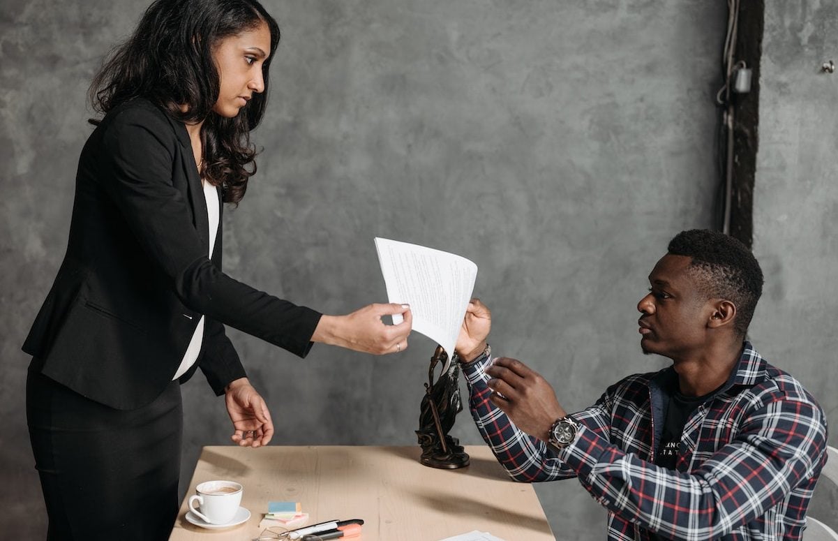 Lawyer advising client