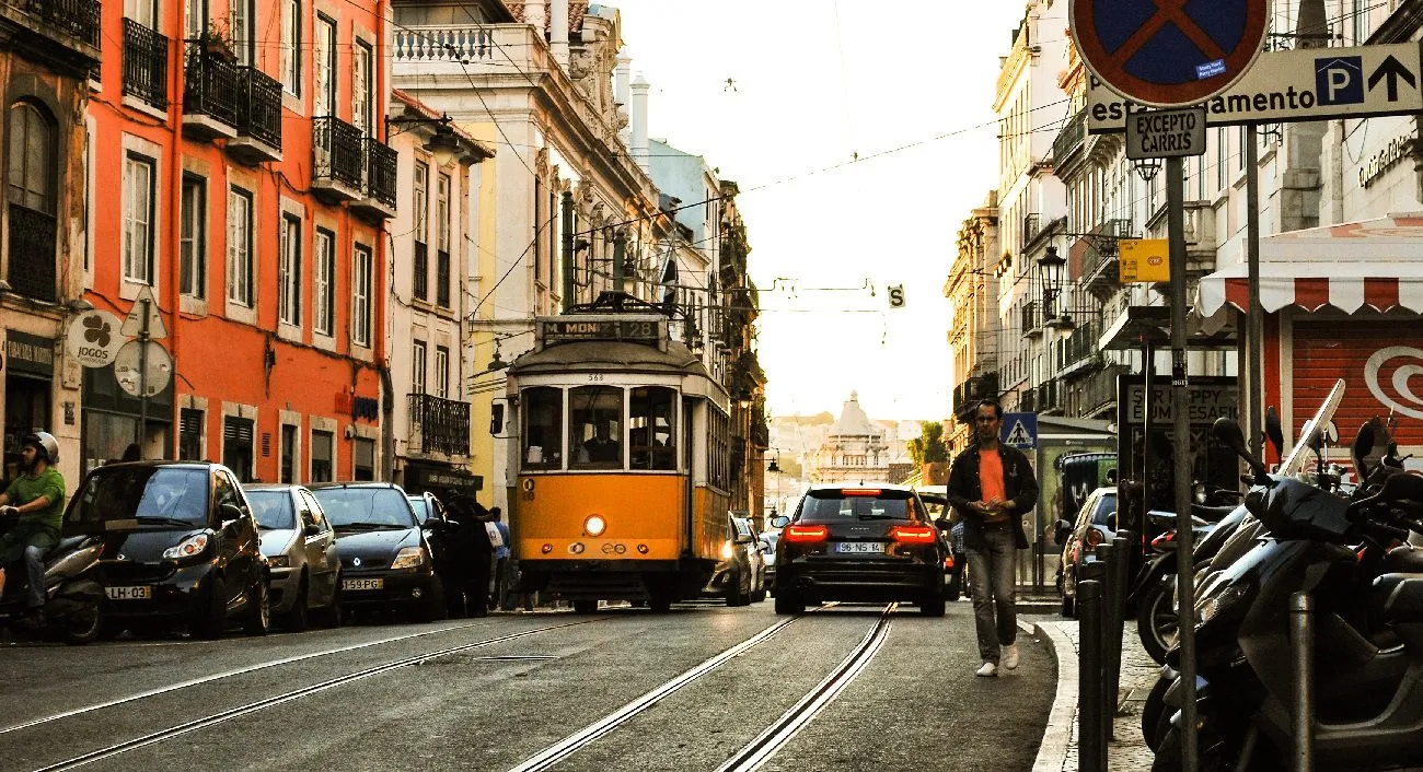 Man walking on road