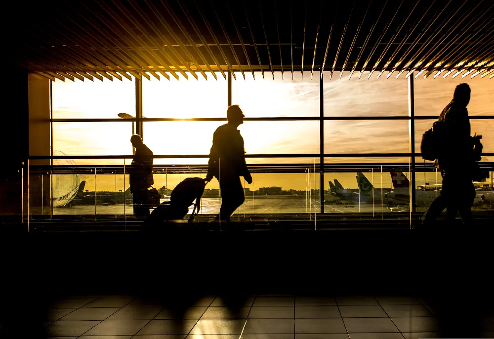 Adult walking through airport
