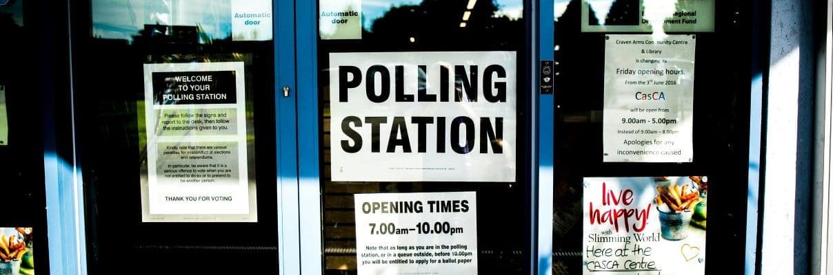 Entrance to a UK polling station