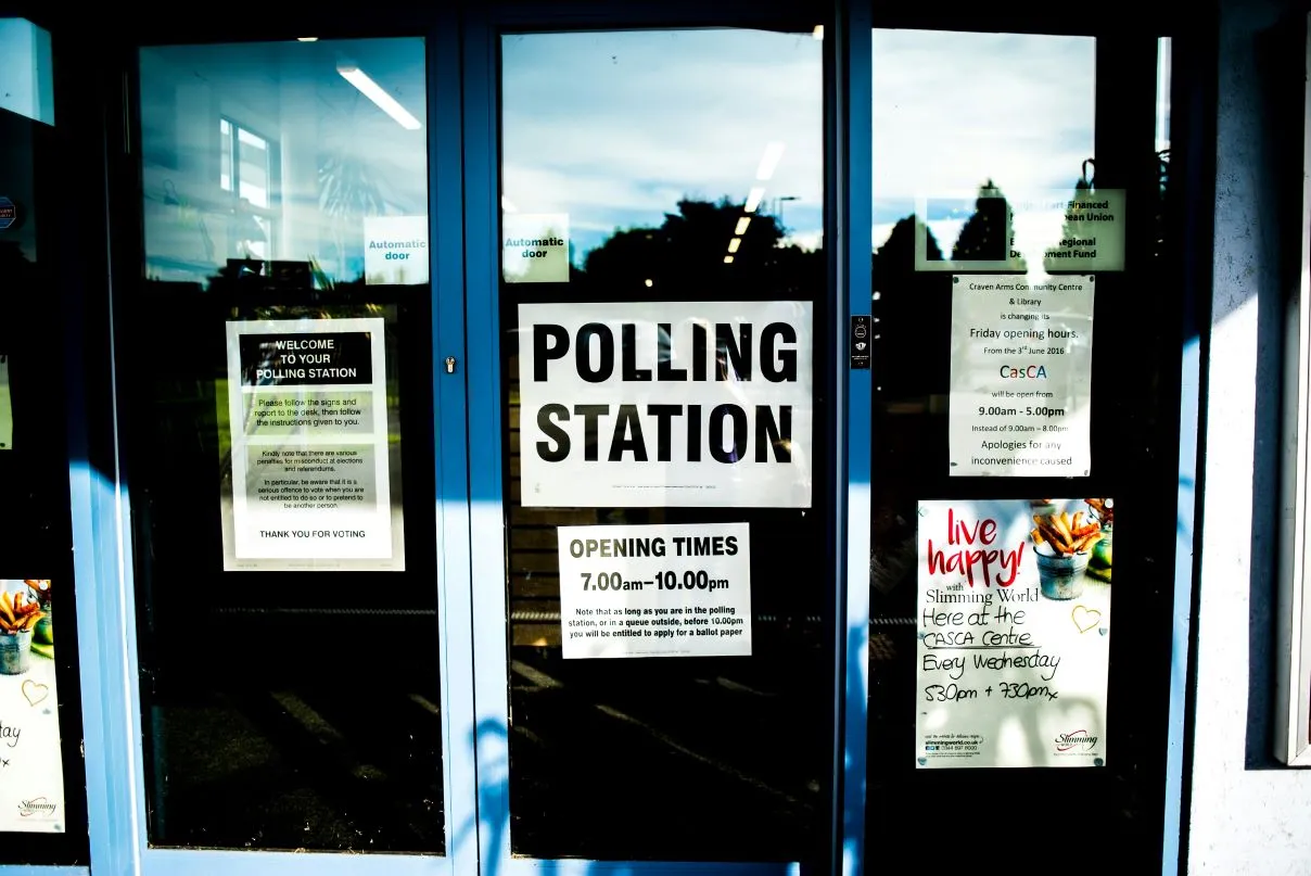 Entrance to a UK polling station