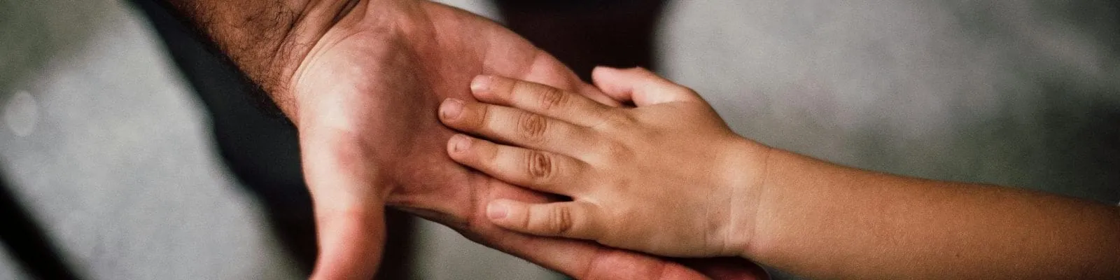 an adult and a child joining hands